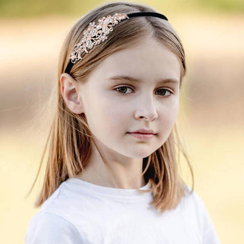 Lawie 8 Pack Rhinestone Flower Butterfly Bowknot Headbands, Sparkly Black Metal Hair Accessories for Women Girls