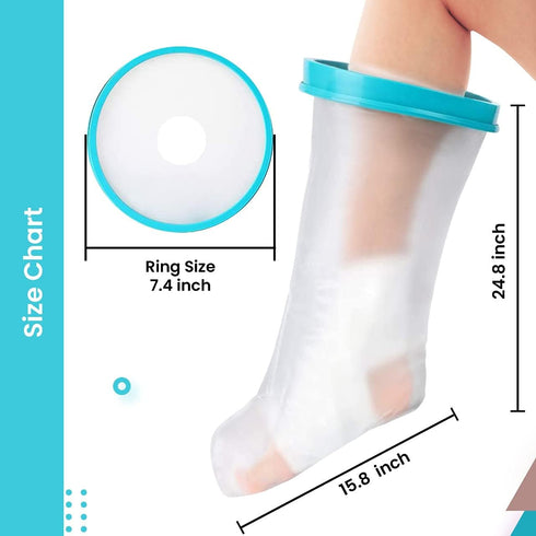 100% Waterproof Adult Cast Covers for Shower Leg, Reusable 28" Long, Easy to Wear, Post Surgery