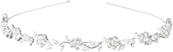 Women's Wedding Crystal Bridal Flower & Leaves Crown Headband, Tiara Headdress