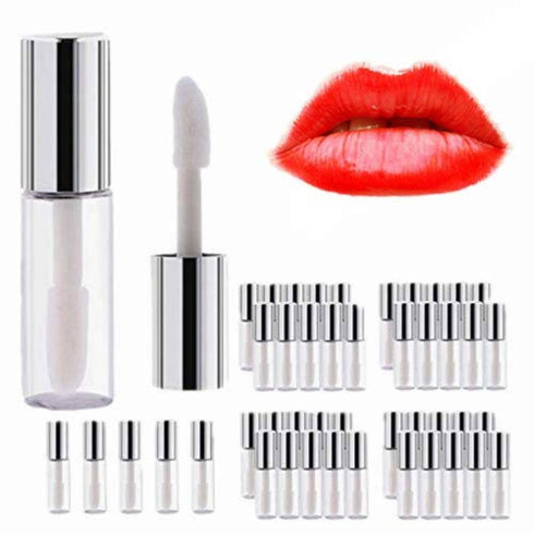 Yosoo 45Pcs Empty Lip Gloss Tubes, Clear Plastic Lip Balm Bottle Container, 1.2ml Makeup Tool