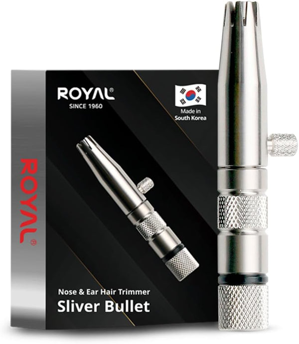 ROYAL Premium Nose Hair Trimmer for Men - Silver Bullet, Manual, Battery-Free, Stainless, Waterproof, Painless ET-3