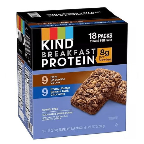 KD Chocolates KINDS Breakfast Protein Bars, Variety Pack, 18 pk.
