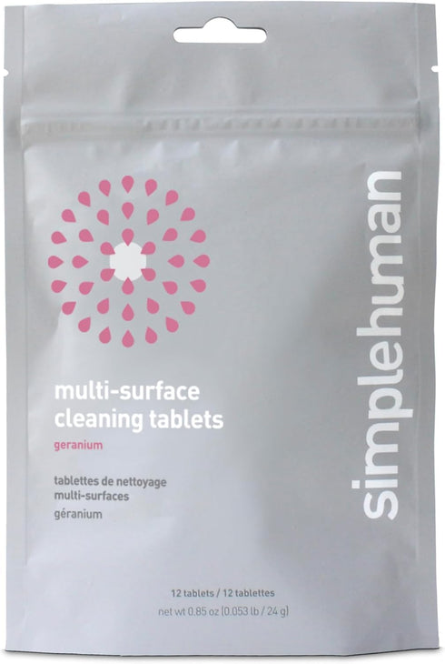 simplehuman multi-surface cleaning tablets, geranium, 12 tablets (yields 6 oz cleaner each)