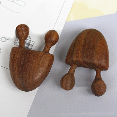 Junfamilee Brown Natural Sandalwood Scraping Massage Tool Facial Eye Massage Tool Acupuncture Stick Wooden Massager