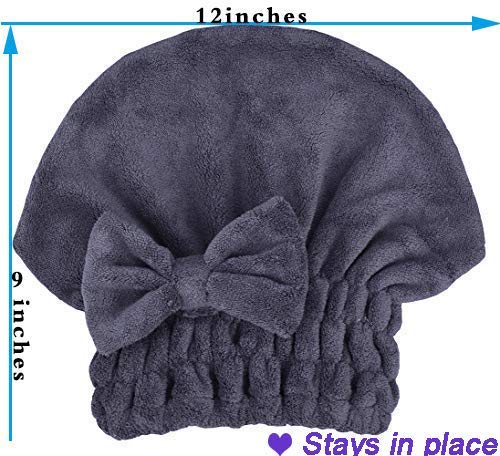 Microfiber Hair Drying Towels Head Wrap with Bow-Knot Shower Cap Hair Turban Bath Cap for Curly Long Hair Gift
