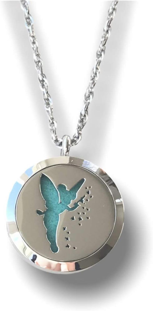 FIKA Tinkerbell Air Freshener Diffuser Necklace Locket, Aromatherapy Essential Oil, Great for Travel Pads