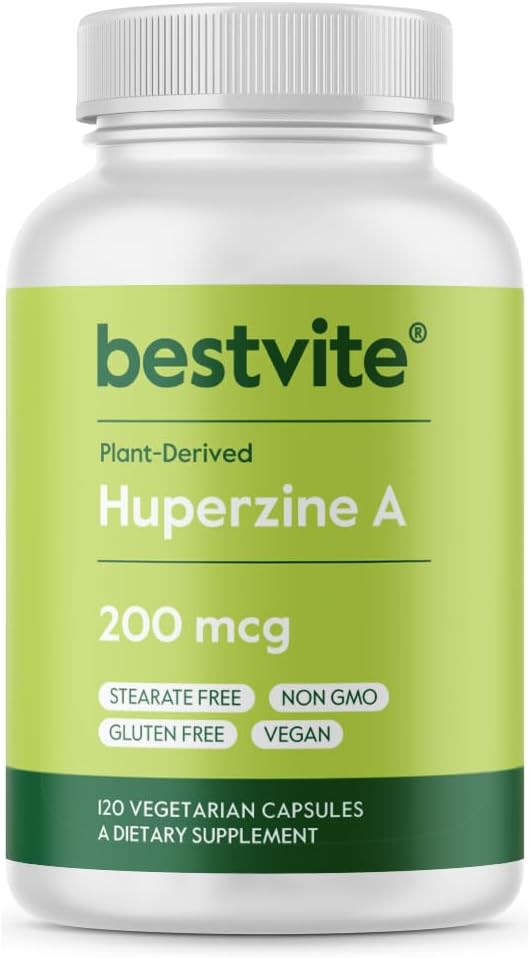BESTVITE Huperzine A 200mcg, 120 Vegetarian Capsules, Naturally Derived, Vegan, Non-GMO, Gluten Free