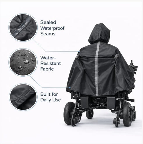 moovon Waterproof Wheelchair Poncho Rain Cover for Electric Wheelchair & Mobility Scooter, Full Body Rain Cape