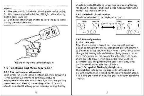 Dagamma DP200 Fingertip Pulse Oximeter, Heart Rate Measurement, Blood Oxygen Monitor with LED Screen.