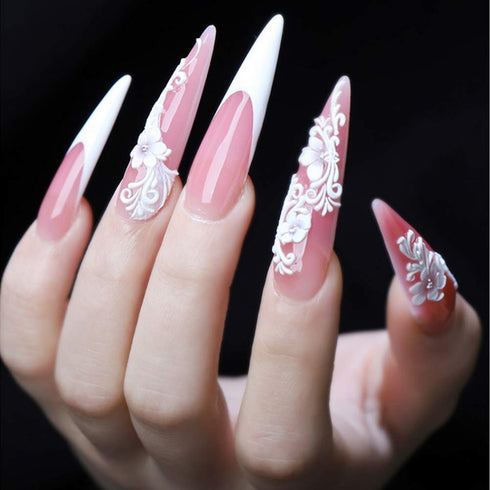 YIMART 500pcs Clear Acrylic Medium Long Stiletto Nail Tips for Easy Coffin Nails, Sharp False Nail Art Tips