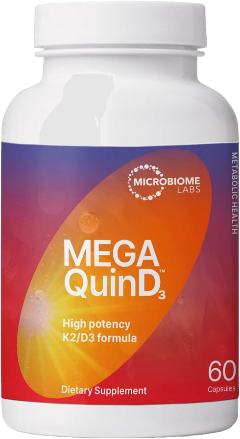 Microbiome Labs MegaQuin D3 - High Potency Vitamin D3 K2 Supplement, 5000 iu & MK-7 for Bone, Heart, Nerve & Immune
