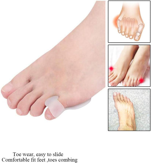 5 Pairs Pinky Toe Cushion Splint - Little Toe Separators, Straightener with Loop for Men Women Walking, Running,