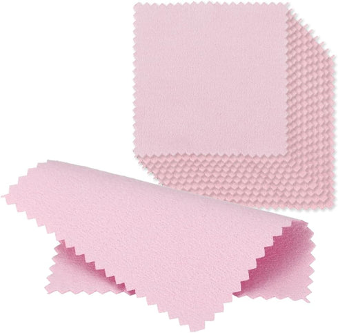 50pcs Pink Jewelry Cleaning Cloth, Small Polishing Cloth for Sterling Silver, Gold, Platinum, 8x8cm