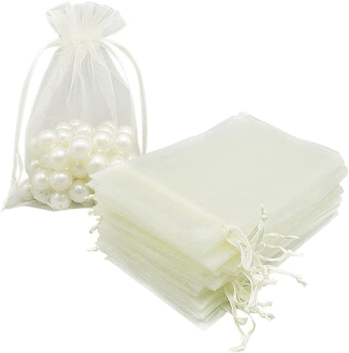 HRX Package Organza Bags 4x6 inch, 100pcs Mesh Jewelry Pouches for Christmas Wedding Giveaways