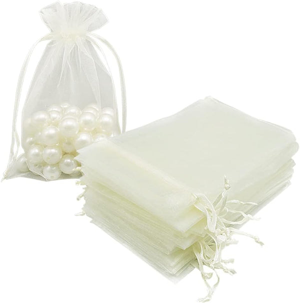 HRX Package Organza Bags 4x6 inch, 100pcs Mesh Jewelry Pouches for Christmas Wedding Giveaways