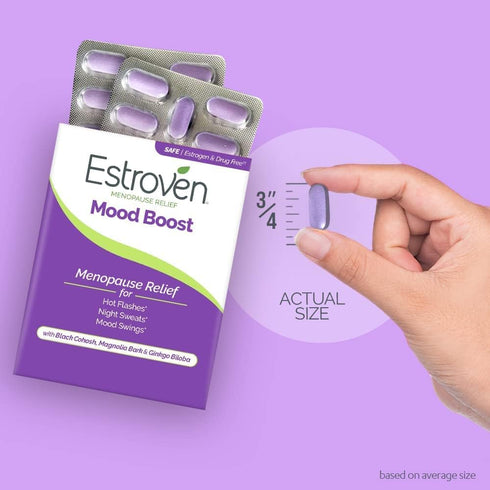 Estroven Mood Boost for Menopause Relief - 30 Ct. - Clinically Proven Ingredients for Mood Swings