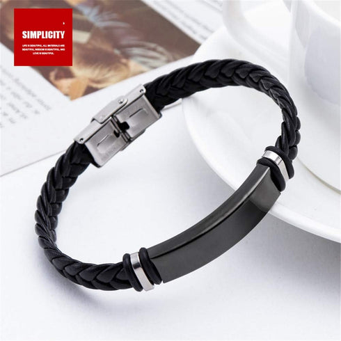 KBNSUIAN Custom Leather Medical Allergy Awareness Alert Bracelet Personalized Food Allergic Alarm Bangle for Adults