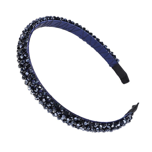 Ruihfas Fashion Sparkle Headbands - 4 Rows Crystal Rhinestone Beaded Hair Hoop Band (Navy)