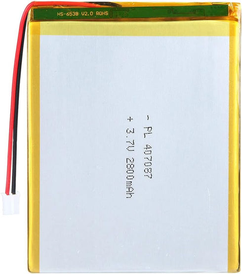 3.7V 2800mAh 407087 Lipo Battery Pack with JST Connector, Rechargeable Lithium Polymer Ion