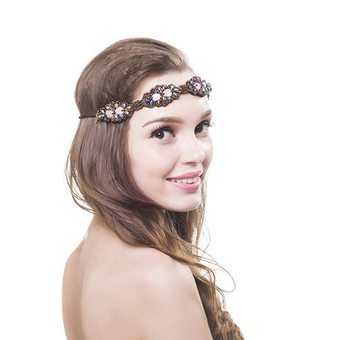 inSowni 7 Pack Handmade Rhinestone Jewled Beaded Headbands - Hair Accessories for Women Girls Brides