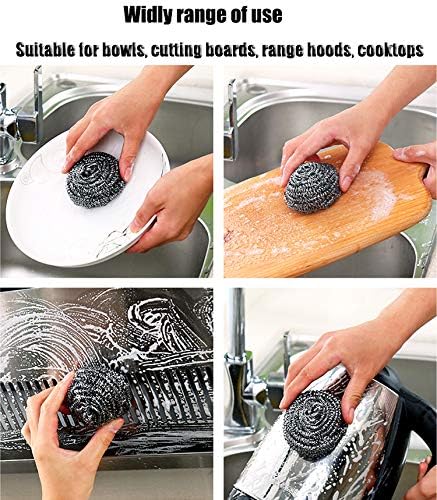 16 PCS Stainless Steel Sponges Scrubbers, Density Metal Scouring Pads for Pot Pan Dish Wash Cleaning