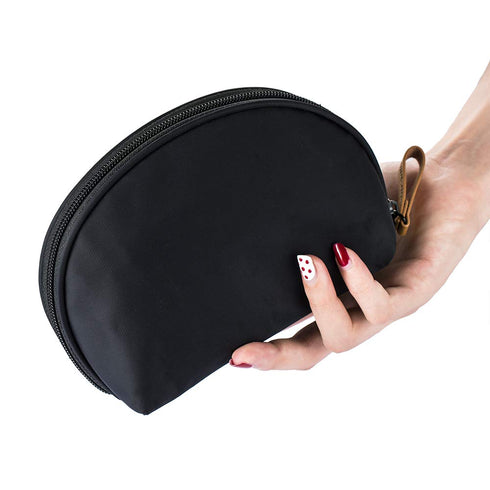 Hekyip Half Moon Cosmetic Bag, Portable Waterproof Makeup Pouch for Girls Women, Small (INNER RED)