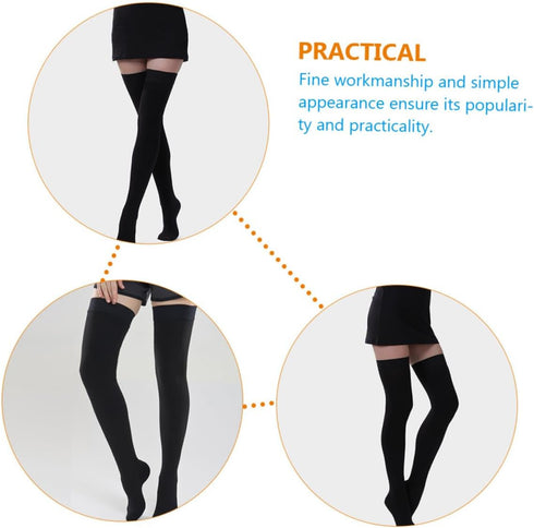 Long Black Compression Socks for Women - Thigh High Support for Varicose Veins