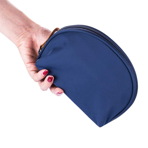 Hekyip Half Moon Cosmetic Bag, Travel Makeup Pouch, Portable Waterproof Pouch for Ladies, Small Navy Blue