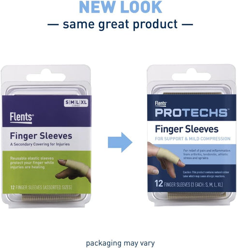 Flents Finger Sleeves for Pain Relief, 12 Count, Assorted Size, Arthritis Support