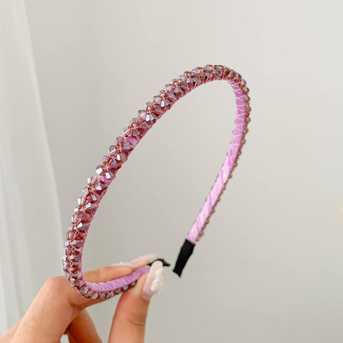 Ruihfas 6Pcs Bling Bling Double Rows Crystal Rhinestone Headband, Thin Hair Hoop for Women and Girls