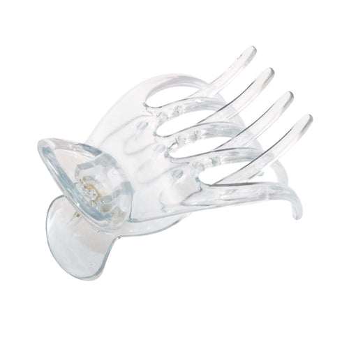 Parcelona French Basic Curved Paw Medium 3 1/4” Celluloid Acetate Hair Claw for Women and Girls, Clear