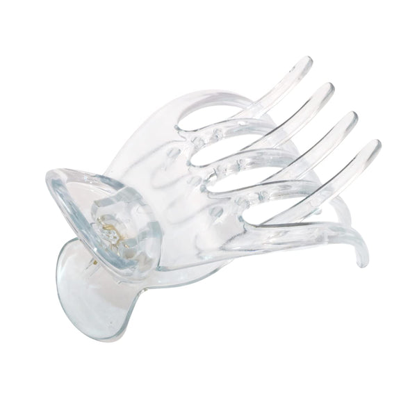 Parcelona French Basic Curved Paw Medium 3 1/4” Celluloid Acetate Hair Claw for Women and Girls, Clear