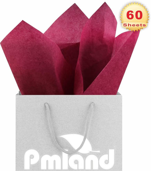 PMLAND Premium Quality Gift Wrapping Paper - Burgundy Color - 60 Sheets 20 x 26 Inches