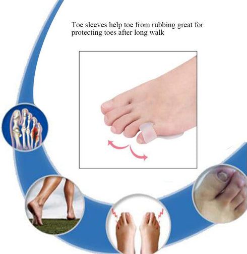 5 Pairs Pinky Toe Cushion Splint - Little Toe Separators, Straightener with Loop for Men Women Walking, Running,