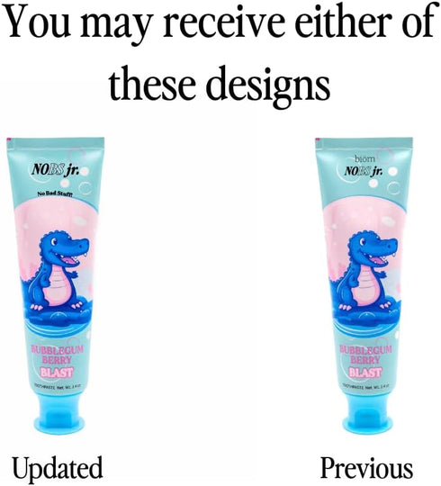 NOBS Jr. Kids Nano Hydroxyapatite Toothpaste Fluoride Free, SLS-Free, Remineralizing - Dentist Formulated - Bubblegum