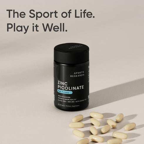 Sports Research Zinc Picolinate 50mg with Organic Coconut Oil - 60 Liquid Softgels, Highly Absorbable Zinc Supplement
