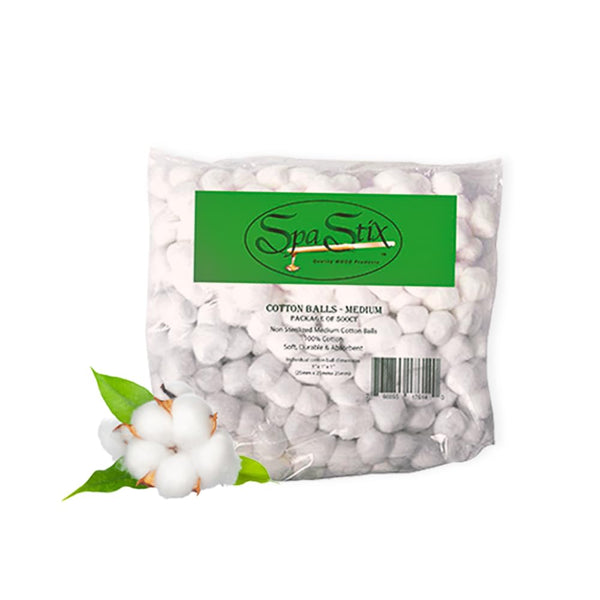Spa Stix Cotton Balls, 500 Count Medium Size, Non Sterile Super Soft, White