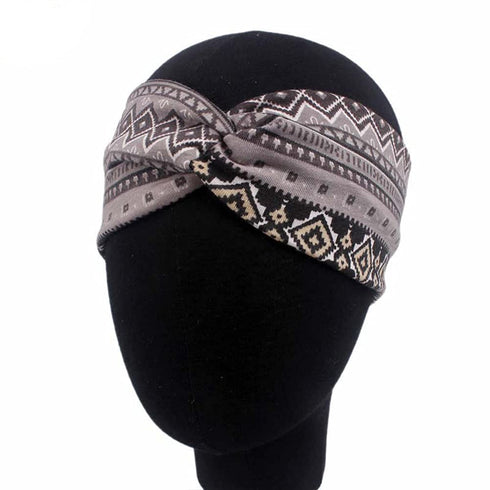 MarchQueen Boho Headbands for Women, Vintage Print Twisted Hair Bands, Stretchy Criss Cross Turban Headwrap (Boho-6pcs)