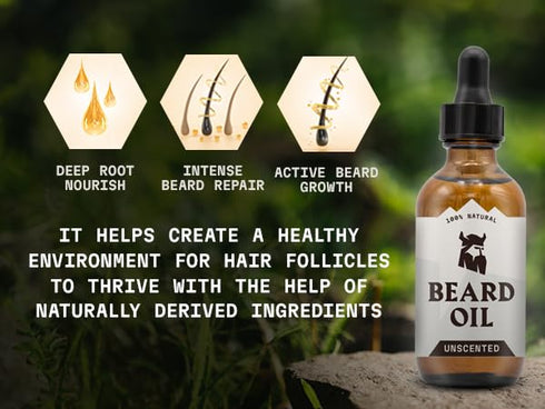 Striking Viking Beard Oil for Men, 2 Fl Oz, Unscented Naturally Derived Conditioner for Beard Growth & Softening