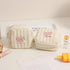 Small Makeup Bag - Quilted Travel Cosmetic Organizer in White Square Pouch with Zipper, Cute Toiletry Bag for Women