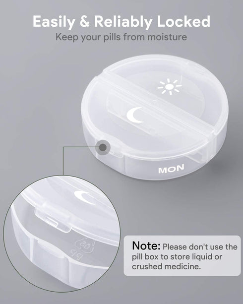 TookMag Pill Organizer 2 Times a Day, Travel Medicine Pill Box, Weekly AM PM Pill Cases for Vitamins and Supplements