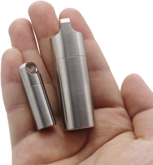 HRX Package Waterproof Stainless Steel Pill Case Keychain, Durable Small Pill Box for Men, Outdoor EDC Tool