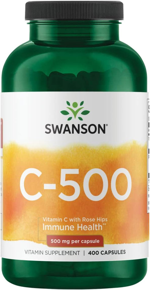 Swanson Vitamin C with Rose Hips, 500 mg, 400 Capsules