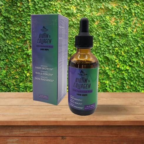 Liquid Collagen with Hyaluronic Acid & Biotin, Skin Hydration, Hair Growth, Nail Strength Supplement - Drop form
