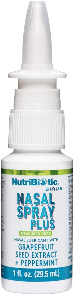 NutriBiotic Nasal Spray Plus, 1 Fl Oz, Nasal Lubricant with GSE, Xylitol & Botanical Extracts