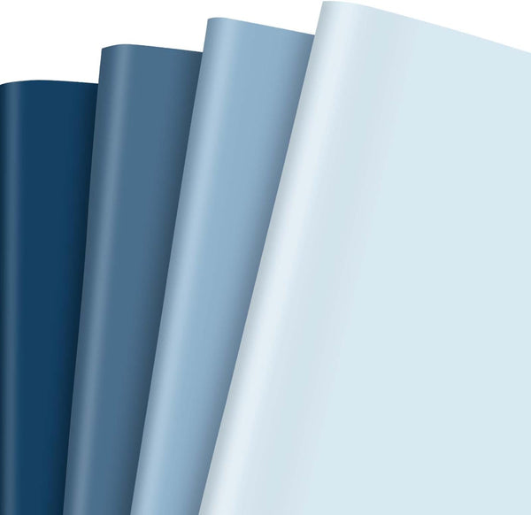 Whaline Dusty Blue Wrapping Paper, 4 Colors Gradient Blue Gift Wrap Paper for Wedding Birthday Baby Shower Supplies