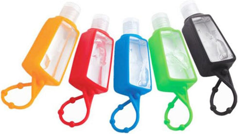 Skydume 3 (30ml/1oz) Snadulor Pcs Empty Hand Sanitizer Holder Keychain Travel Size Plastic Clear Bottles with Silicone