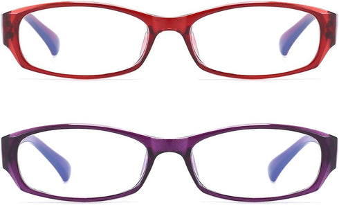 Reading Glasses Women - Blue Light Blocking Set of 2 Pattern Design Value Computer Readers (Red+Purple, 2.75)