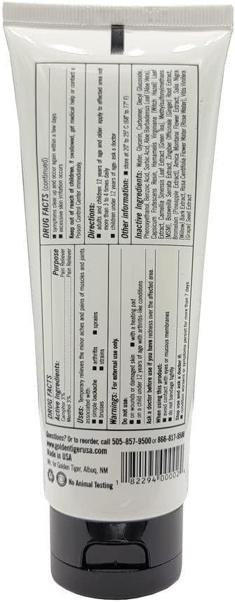 Golden Tiger Pain Relief Cream 4oz Tube
