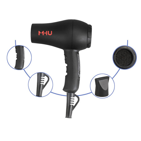 Mini Travel Hair Dryer, 1000 Watts, Compact Size, Black, for RV & Pouring Art with Concentrator
